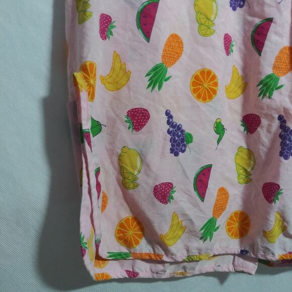 Moon Dance Pink Fruit Print Button Smock Vest Sleeveless Novelty Top Size M - Picture 6 of 6